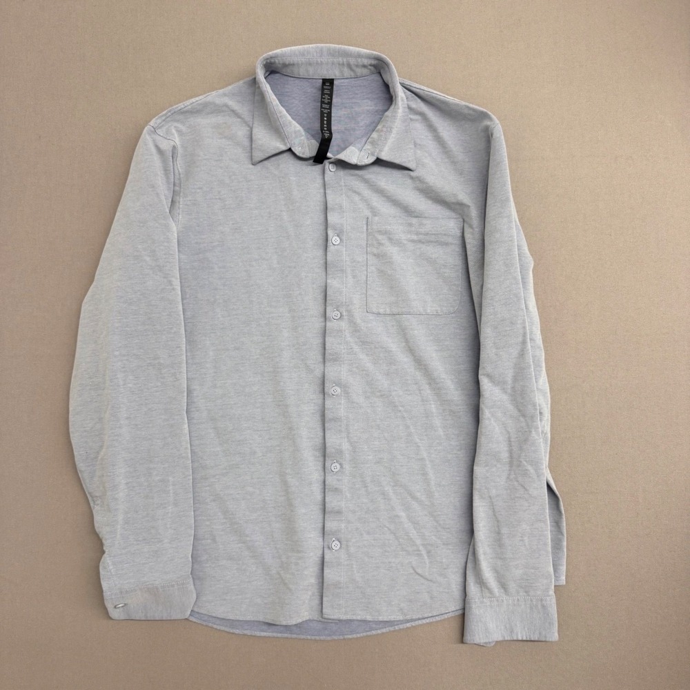 Lululemon Mens XXL Commission Long Sleeve Shirt Light Blue Button Down LM3DJOS